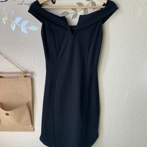 V-cut off-the-shoulder dress